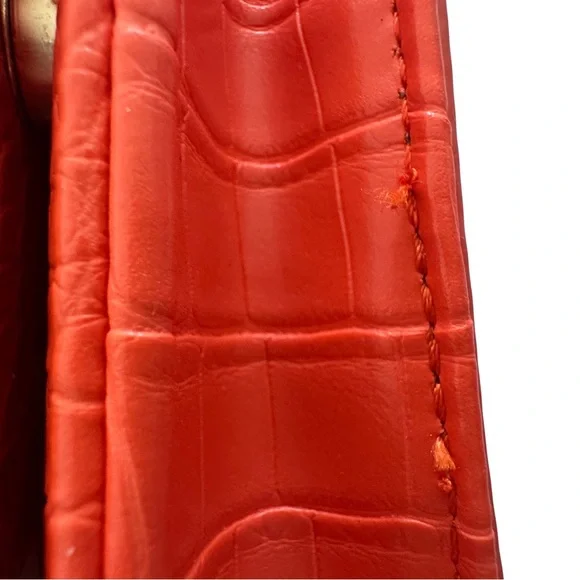 Badgley Mischka Orange Croc Embossed Chain Crossbody Bag - Picture 7 of 7